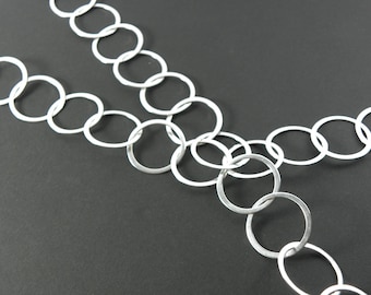 Collier cercle, chaîne à anneaux, chaîne à disques en argent sterling