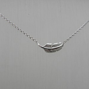 feather silver necklace, silver plume necklace image 6