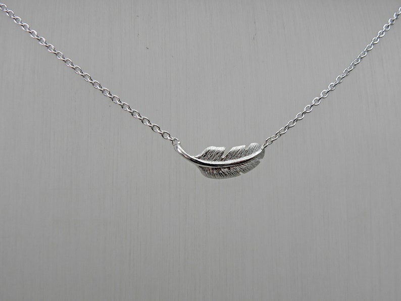 feather silver necklace, silver plume necklace image 6