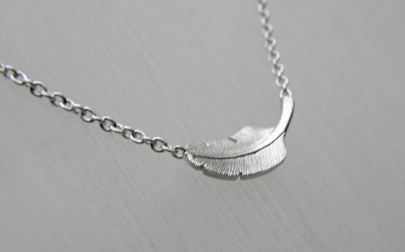 feather silver necklace, silver plume necklace image 8