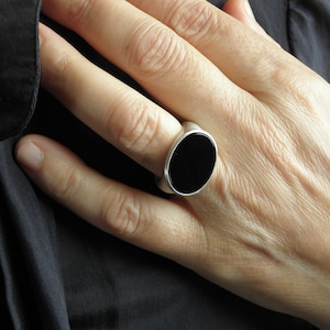 big onyx silver statement signet seal ring image 1