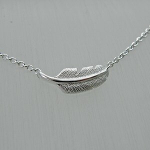 feather silver necklace, silver plume necklace image 2