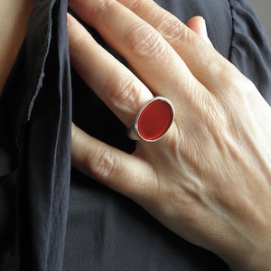 Big carnelian silver statement signet seal ring image 1