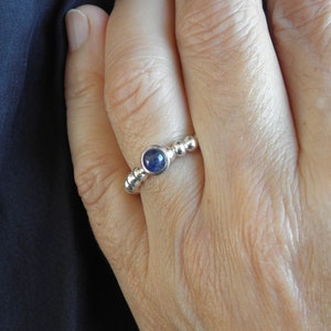 Sapphire sterling silver sphere ring image 2