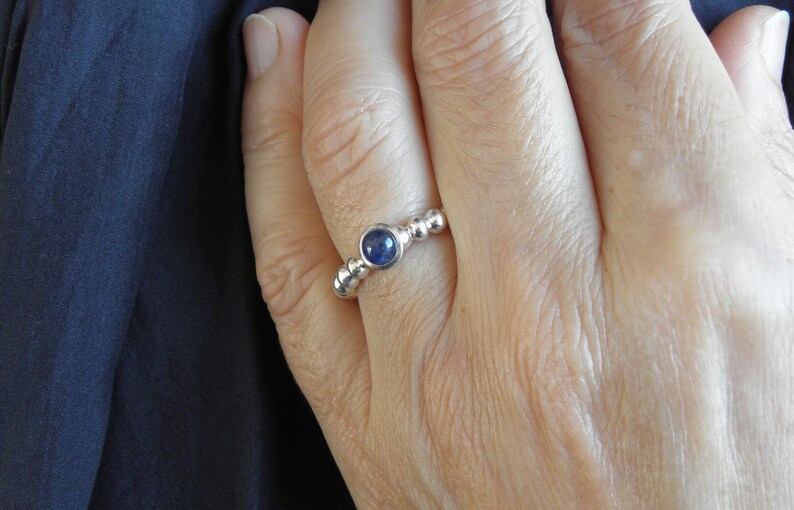 Sapphire sterling silver sphere ring image 2