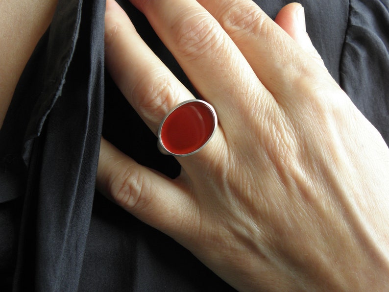 Big carnelian silver statement signet seal ring image 2