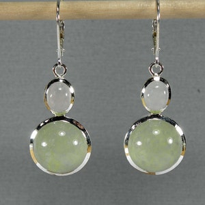 green jade and rose quartz dangle earrings silver 925 image 6