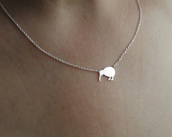 Kiwi bird sterling silver necklace