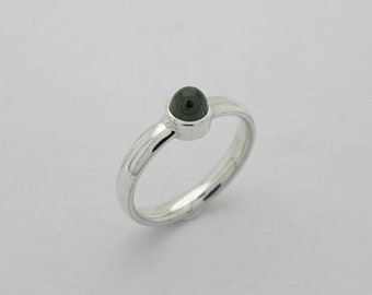 Green tourmaline silver ring