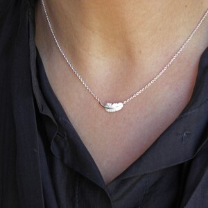 feather silver necklace, silver plume necklace image 9