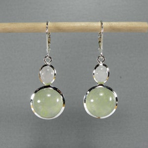 green jade and rose quartz dangle earrings silver 925 image 5