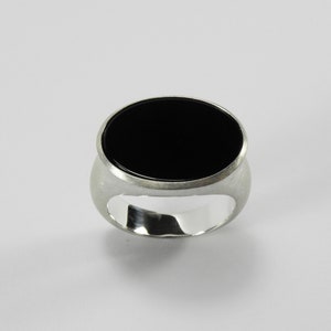 big onyx silver statement signet seal ring image 7