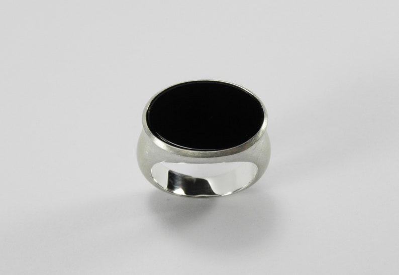 big onyx silver statement signet seal ring image 7