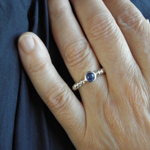 Sapphire sterling silver sphere ring image 1