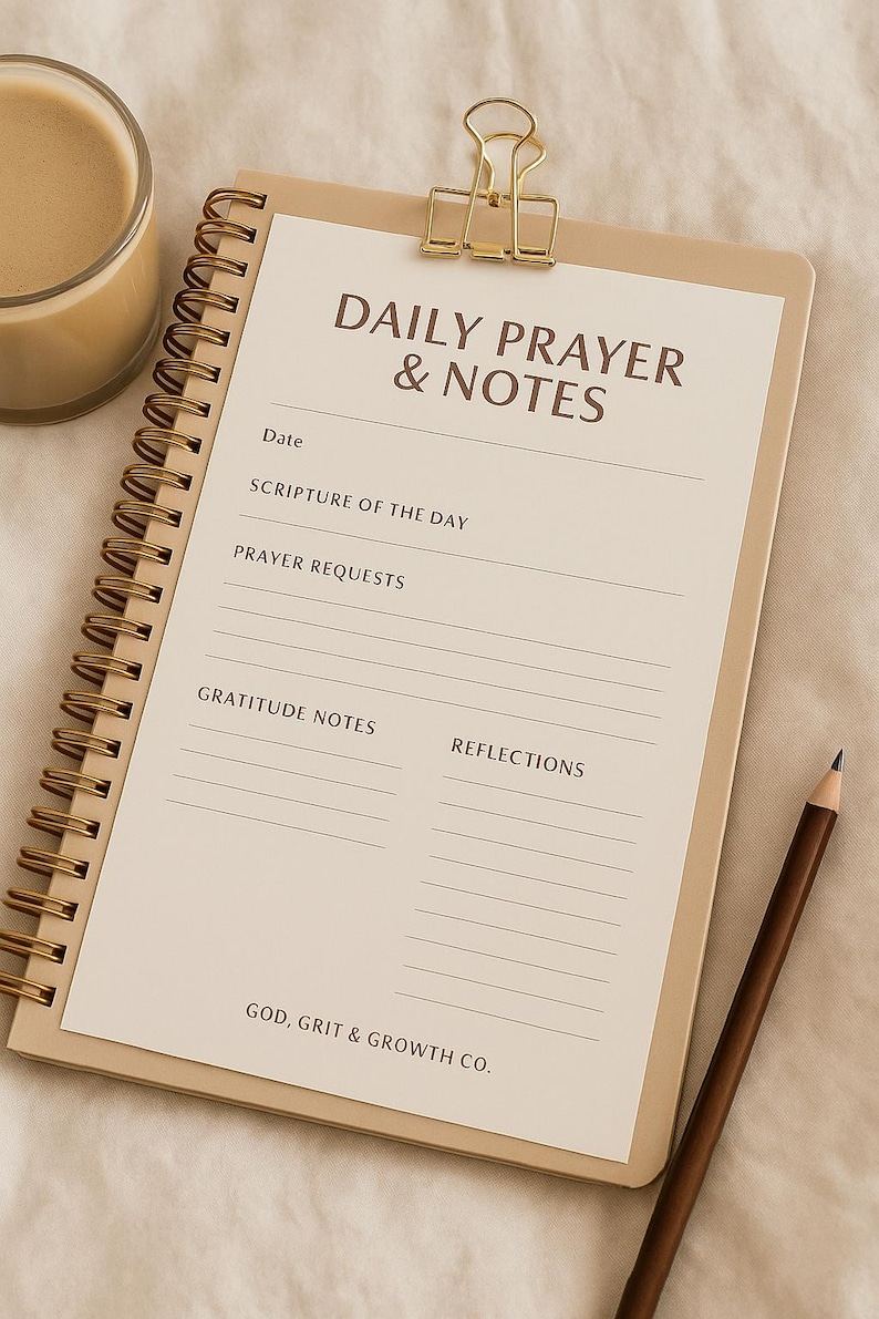 Pray Note Daily Prayer & Notes Page | One Dollar Sample Printable Faith Journal ...
