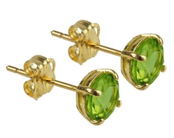 Peridot Stud Earrings – August Birthstone in Sterling Silver – Indie and Harper