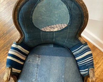 Indigo Upholstered Arm Chair Parrot