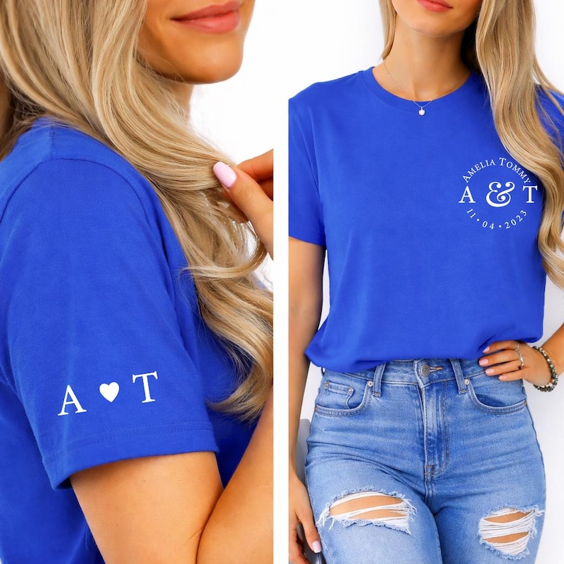 Custom Couple Initial Shirt, Personalized Wedding Date Shirts ...