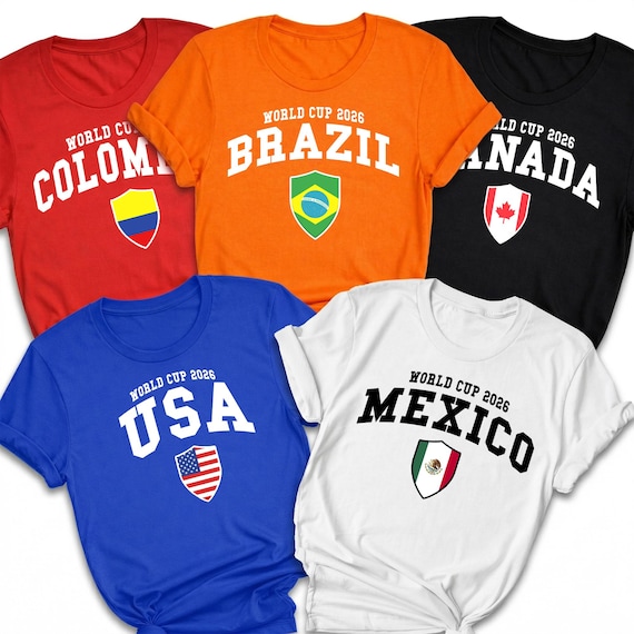 Custom World Football Cup Jersey Shirts for Men Women, Shirt with Country Name Flag Number, USA Brasil Argentina Canada National Teams