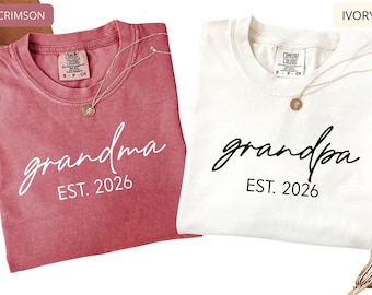 Comfort Colors® Custom Grandparents Matching Shirts, Grandma Grandpa Shirt, Est. Grandma and Grandpa Shirt, Grandparent Gift