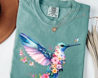 Comfort Colors® Bird Art Shirt for Mom, Birthday Gift for Her, Mothers Day Gift for Mom, Spring Vibes Tee Shirt, Women Clothing Trendy Top