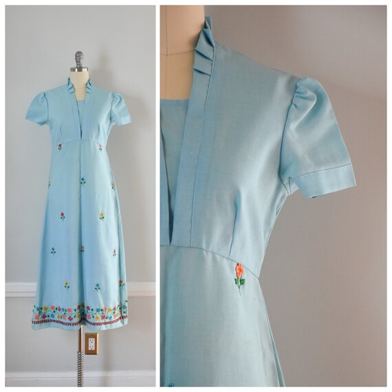 70s Vintage Embroidered Dress