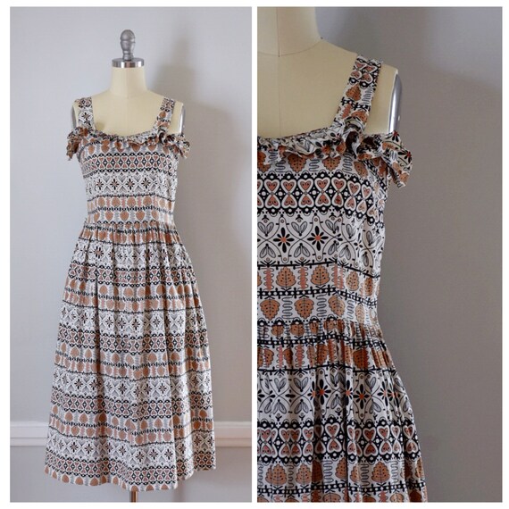 Vintage 50s 60s Novelty Print Dress