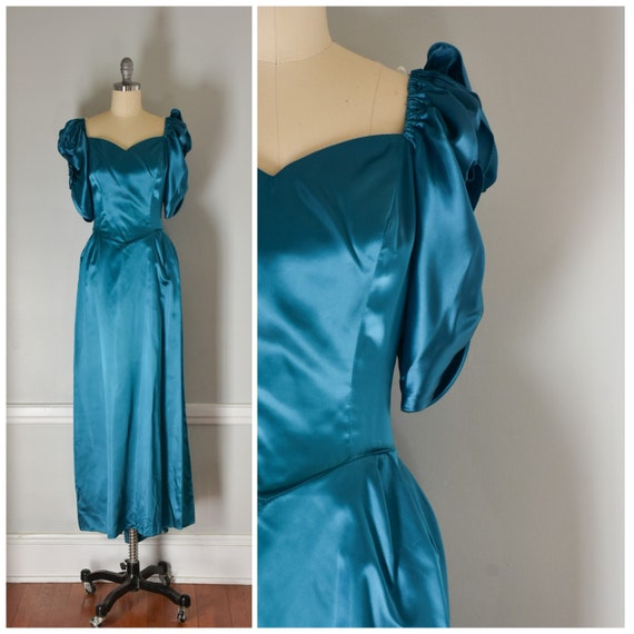 Vintage 80s Satin Formal Dress