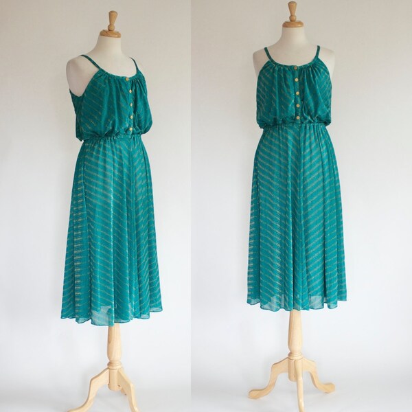 70s Dress / Sheer 70s Dress / Lurex Dress / 70s Sparkle Dress / 70s Midi Dress / 80s Disco Dress