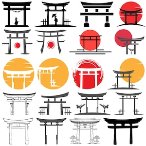 Torii Gate SVG-paket, japansk vektorclipart (digital nedladdning)