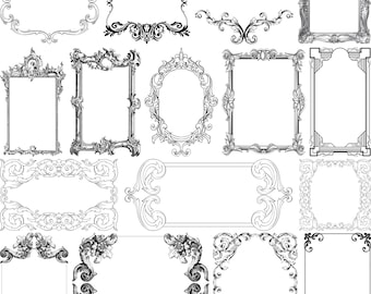 Utsmyckad ram SVG-paket: Vintage kant Clipart (digital nedladdning)