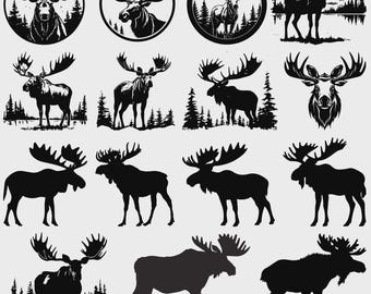 ELCH SVG-Bundle, Elch Schnittdateien für Cricut, Elch Kopf, Elch Clipart, Elch Png, Elch Silhouette, Jagd Svg, Tier Svg,