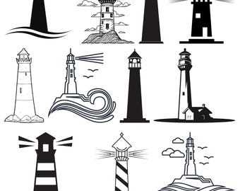 Lighthouse SVG Bundle, Maritime Vector Clipart (Digital Download)