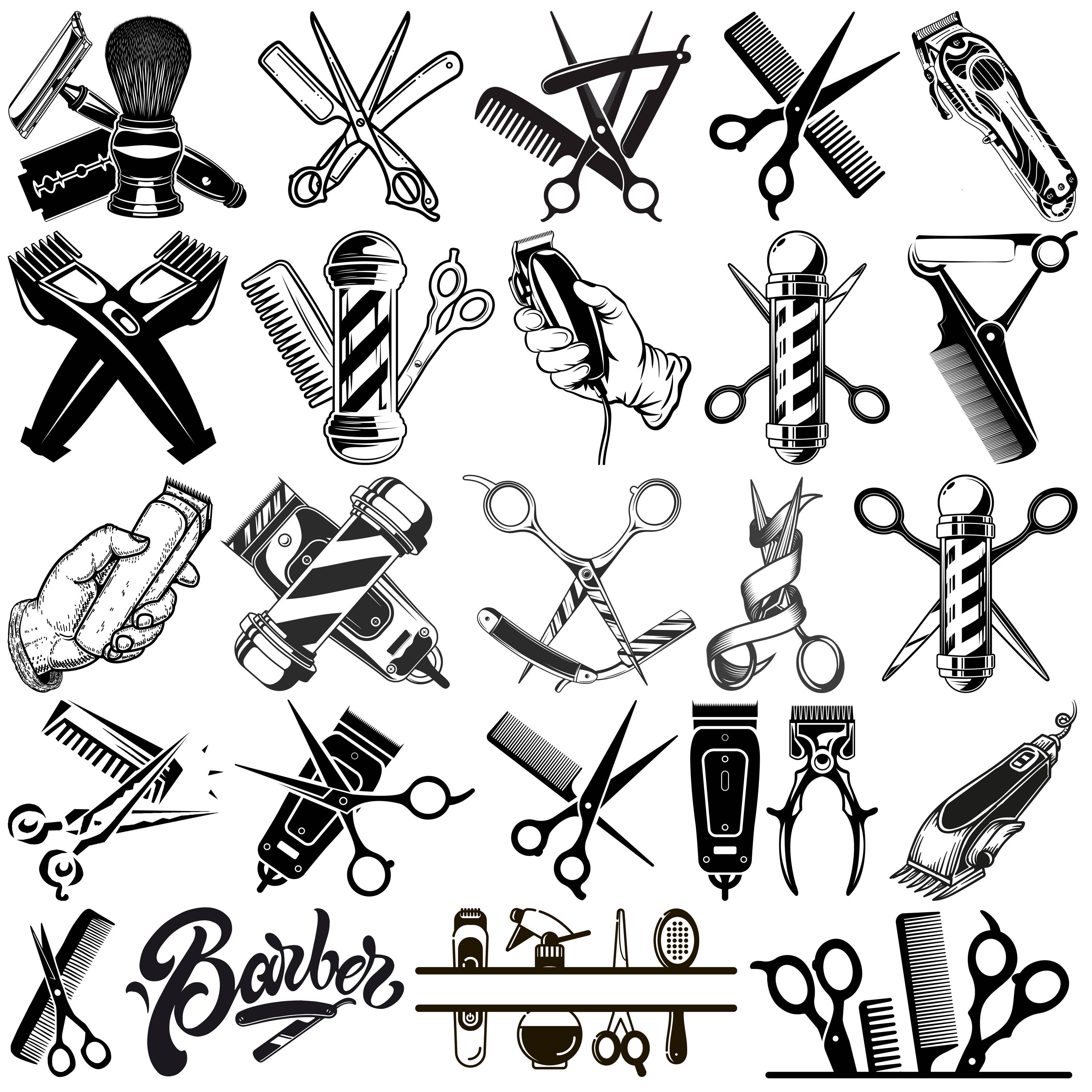 Barber Shop Tools SVG Bundle, Hair Salon Vector Art (digital Download ...