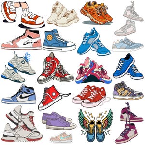 Sneaker SVG-paket, sportclipart, löparskor, stövlar (digital nedladdning)