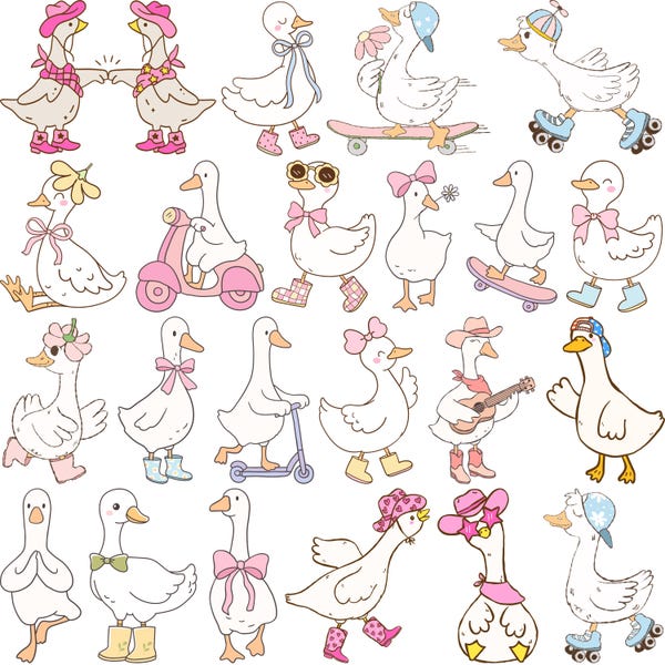 Silly Goose Doodles SVG-bundel: Spring & Party-clipart (digitale download)