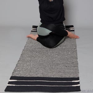 Handwoven Organic Cotton Yoga Mat Runner, Black and White by SutraLush