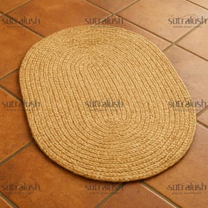 Hand-Braided Jute Oval Door Mat | Reversible Boho Rug by SutraLush image 5