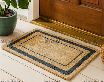 Custom Jute Doormat: Natural Fiber Eco-Friendly Entryway Mat by SutraLush
