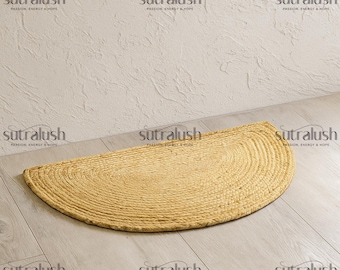 Handwoven Jute Half Circle Doormat for Boho Entryways