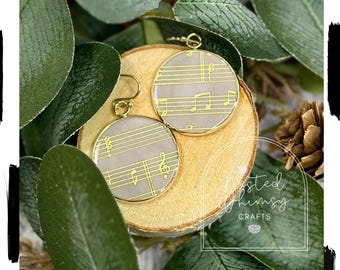 Notenblatt Runde Ohrringe - 25 mm Durchmesser