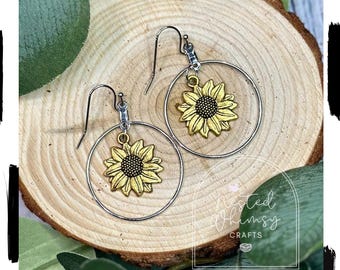 Sonnenblume Kreis Rahmen baumeln Ohrringe