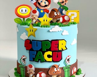 Décorations imprimables Mario Bros., décorations de gâteaux Super Mario, accessoires photo, décorations personnalisées.