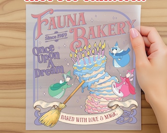 Retro Disney Sleeping Beauty Fauna Bakery Dtf, Baked With Love And Magic Dtf, Aurora Princess WDW Gift, WDW Magic Kingdom Family Trip Gift