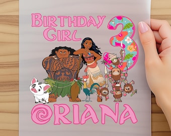 Disney Moana Birthday Dtf, Family Birthday Matching Dtf, Moana Birthday Girl Dtf, WDW Birthday Trip Dtf, Disney Moana Dtf,Dtf Transfers Gift