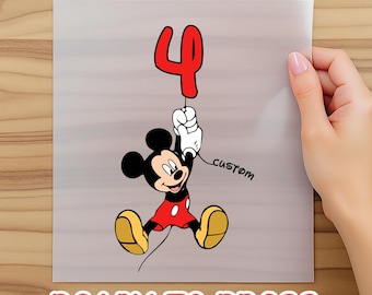 Custom Disney Birthday Dtf, Mickey Mouse Balloon Dtf, Personalized Mickey & Friends Birthday Dtf, Birthday Gift, Personalized Birthday Gifts