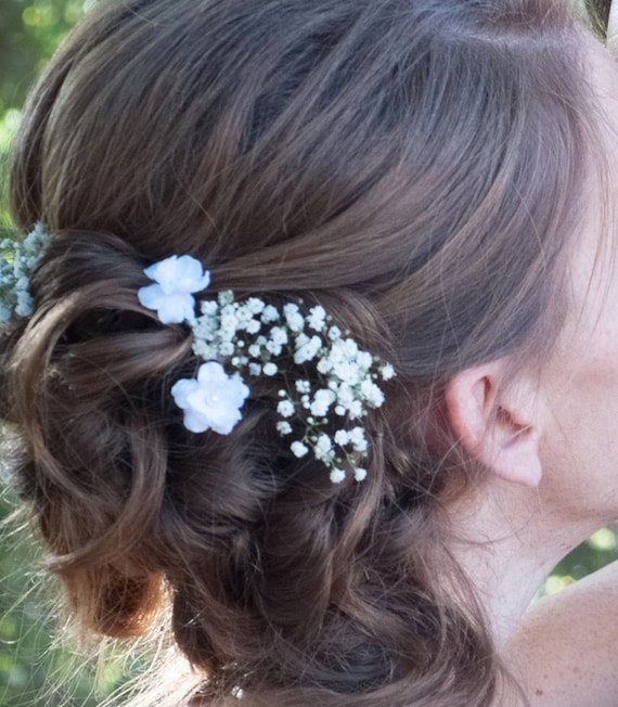 white flower hair pins