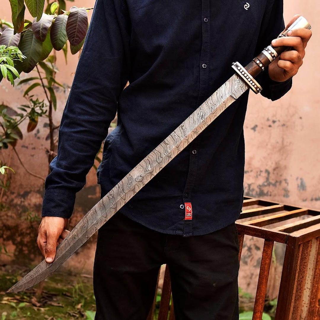 Custome Hand-forged Damascus Steel Sword, Ornate Handle, Intricate ...