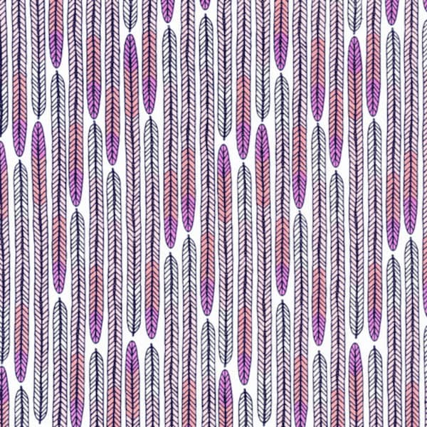 LAST PIECE Fat Quarter Biology Plumes in Lavender, Sarah Watson, 100% GOTS-Certified Organic Cotton, Cloud9 Fabrics, 125710
