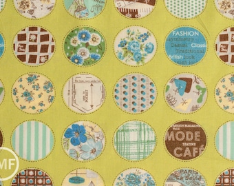 Suzuko Koseki Small Patchwork Circles in Lime, Yuwa Fabric, SZ816975D, 100% Cotton Japanese Fabric